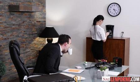 Asian girl fucked with her boss in the office