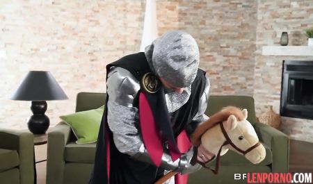 Knight fucked sexy brunette with big Tits