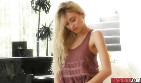 Cute blonde gently Masturbates her pussy