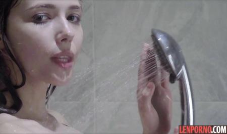 Young slut fingering Clit in the shower and brings herself to orgasm