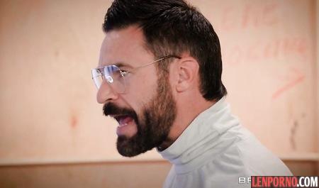 Blonde Fucks with a guy and moans from role-playing and a hard spanking