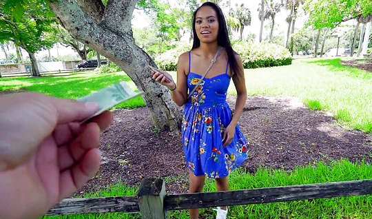 Little black girl in a short dress for the money Fucks wi...