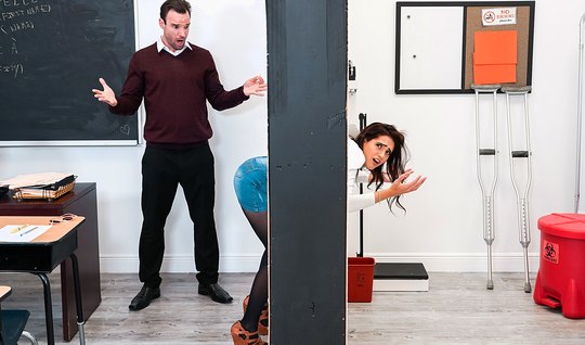 Bootyfull student stood before the man with cancer and ga...