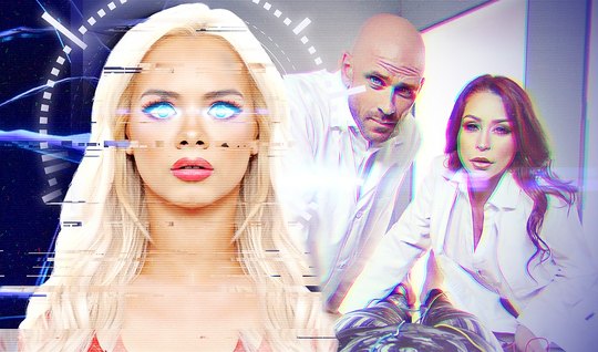 Two of skinny high heels moaning from hot sex with a guy