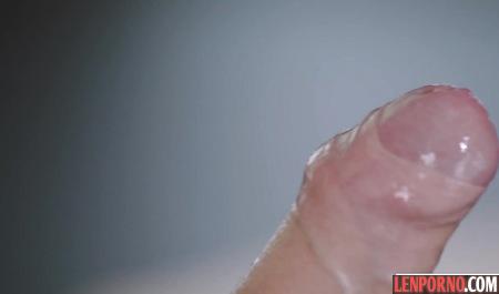 Brunette with bright lipstick Fucks guy cream cap