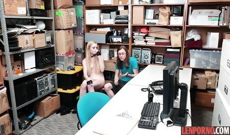 Blonde in office fuck with her boss with his business partner