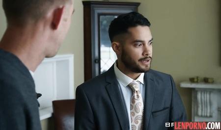 Business guy after hard anal filled with cum in elastic ass beauty