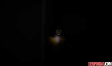 The nurse with a tattoo on her back Fucks with husband in night light with flashlight