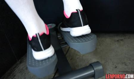 Two sexy lesbians caress each other sex toys