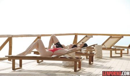 Young brunette loves sex with strangers at the resort