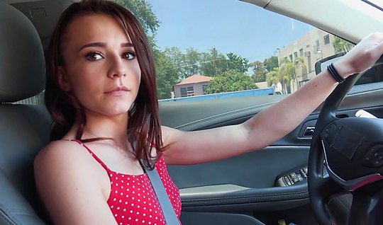 Young pretty woman driving a pick up artist makes a deep ...