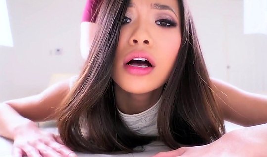 Asian girl sucks dick and Fucks with a man close up