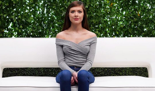 A young girl on the casting, masturbating, doing Blowjob ...