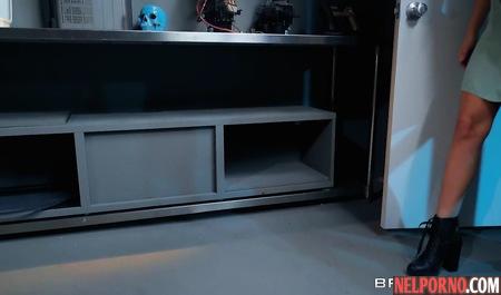 Horny brunette exposing ass on the table the man got cock in ass