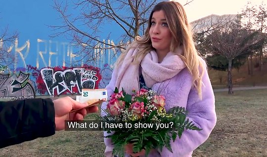 Boobs blonde from the street for money and flowers agreed...