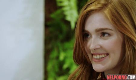 A redhead sucks and swallows the cum insatiable guy closeup