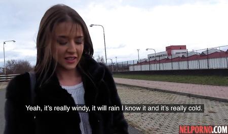 Brunette with nice Boobs gave herself to a stranger in the car for money