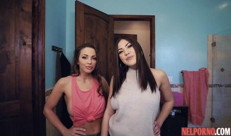 Two lesbians have sex in different positions taking it all in first person