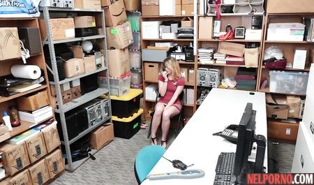 For stealing blonde with an insatiable Fucks security guard in office