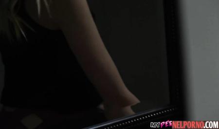 Student after sleep, sticking the barrel in shaved pussy skinny friend at a party