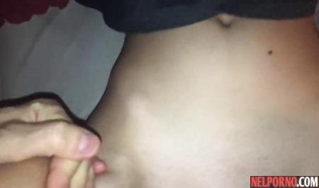 The guy takes a closeup of your homemade sex with a skinny student from Moscow