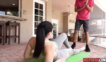 Experienced Sheena Ryder with big Boobs asked the neighbor to fuck her in training