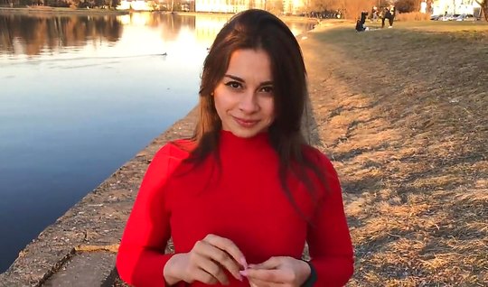 The guy takes the first person, as the Russian girl sucks...