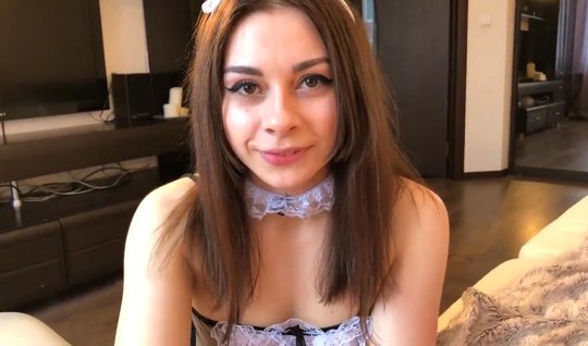 Russian wife in stockings gets a Blowjob her husband afte...