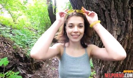 Young Russian bitch showed in the nature of firm Tits and planted on a member