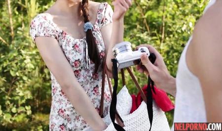 The guy invited a friend to nature and started with her tender Russian sex