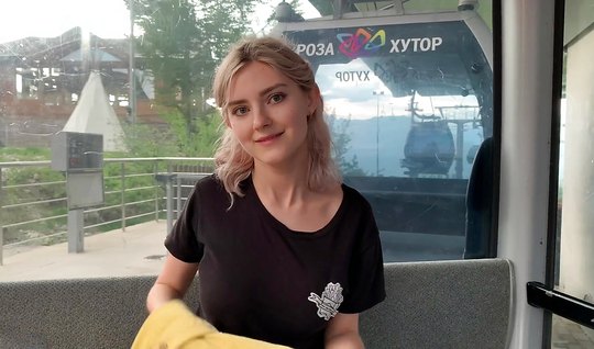 Girl during a trip jerks off a mans penis at the camera a...