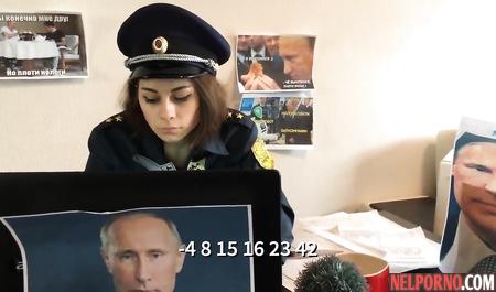 Russian porn parody police girl in uniform ends with sex