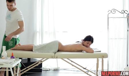 After professional massage brunette asked in a gentle anal