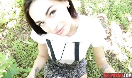 Russian beauty with boyfriend went on nature, and took it Blowjob on camera