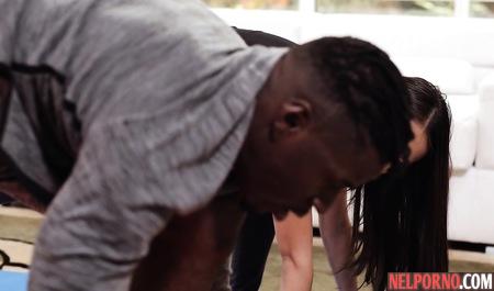 Asian made the black man massage and fuck him right on the floor