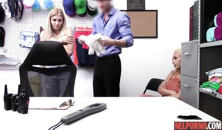 In the office the young man entertains his dick sex with two Chicks