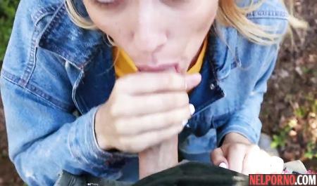 Russian girl on nature made boyfriend a Blowjob and got cancer for a spanking