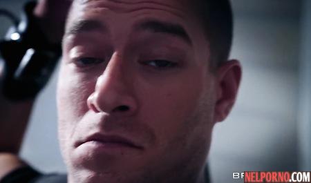 Blonde dominates a slave and fucking him at the table