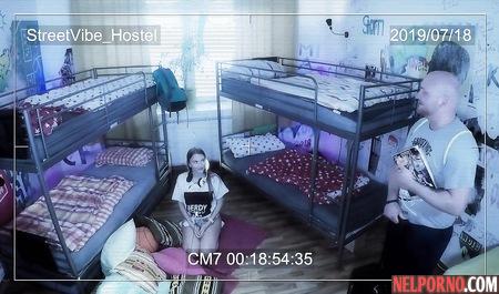 A young girl in one of the rooms of a hotel fuck with a bald guy