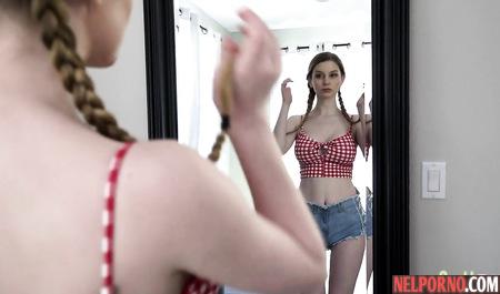 Young Lolita with big Tits having fun on the member of another bespectacled