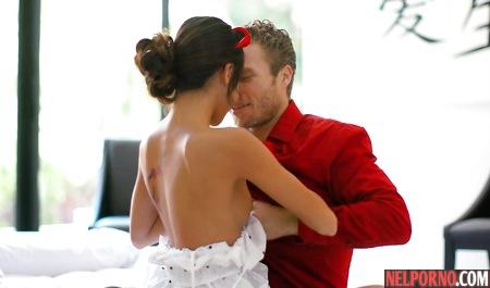 Slender Asian girl after a Blowjob in pose rider rides on the penis of the partner