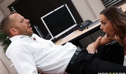 Secretary in office spread her slender legs for a spanking with the boss