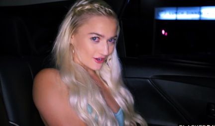 Young blonde woman with a black man and his big dick having fun on the couch