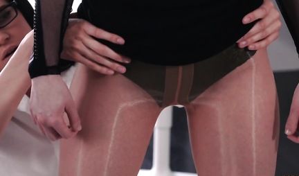 Redhead lesbian put his feet up for sex with my girlfriend and Threesome