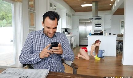 Busty girl with hairy pussy makes love in the bathroom