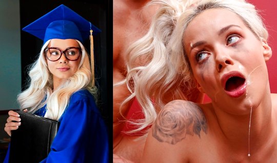 Blonde student after graduation spent the evening in the ...