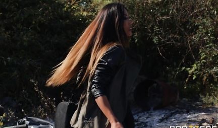 Asian girl with dark hair and big Tits loves sex with police