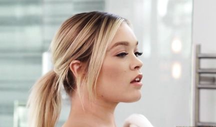 Young blonde after Masturbation switched to cock brother