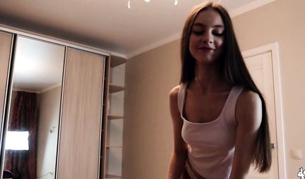 Young Russian couple at home filming home sex and cumming from it