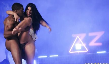 Ebony caressed the brunette with big Tits and fuck her cock